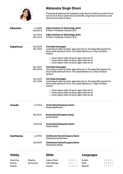 6 resume template to edit and download  my resume format